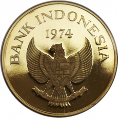 Золотая монета 100 000 рупий "Комодорский варан" 1974г., Au 900, 33,44г., Индонезия